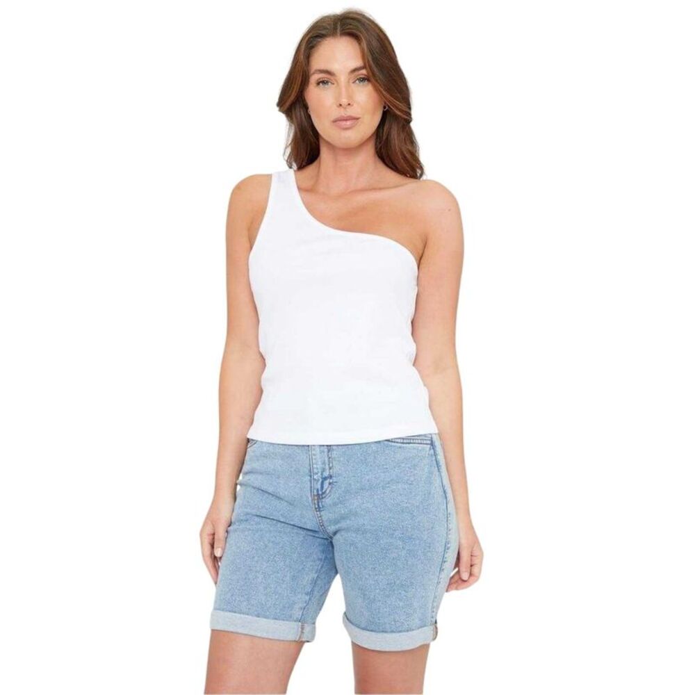Be You Womens/Ladies Ribbed One  Top / White